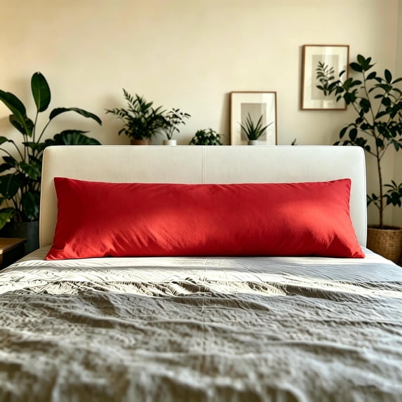 Kelnaro Cotton Body Pillow Cover 20x54 Inch, Envelope Closure Ultra Soft Skin Friendly Body Pillowcase, Red