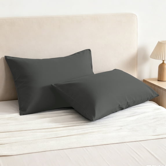 Kelnaro Dark Gray King Pillowcases 20x36 Inch, 2 Pack 100% Pure Cotton Envelope Ultra Soft Hypoallergenic Pillow Cases