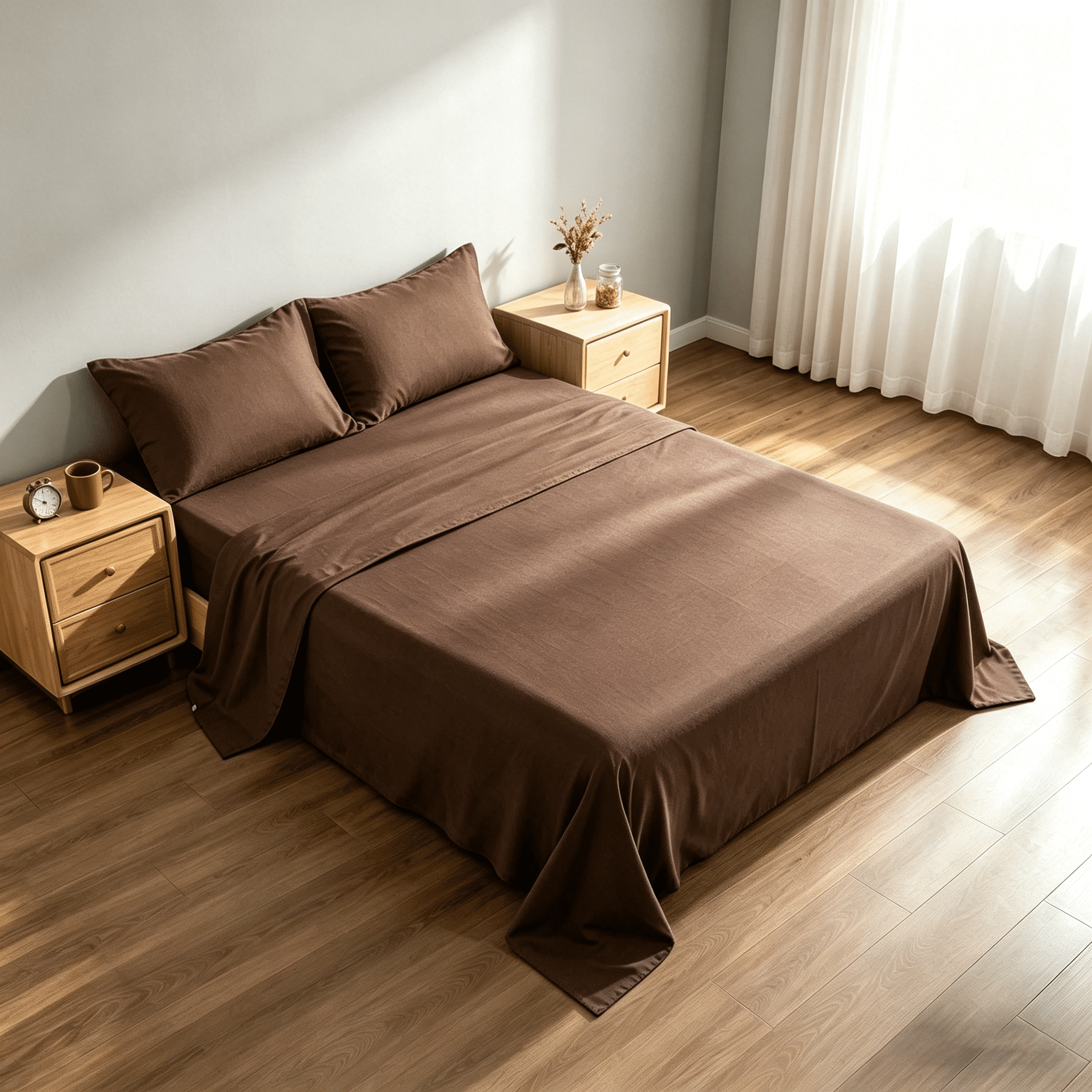 Kelnaro King 4 Piece Bamboo Sheet Set, Deep Pocket, Cooling & Wrinkle Free Sheets, Ultra Soft Breathable Bedding, Coffee