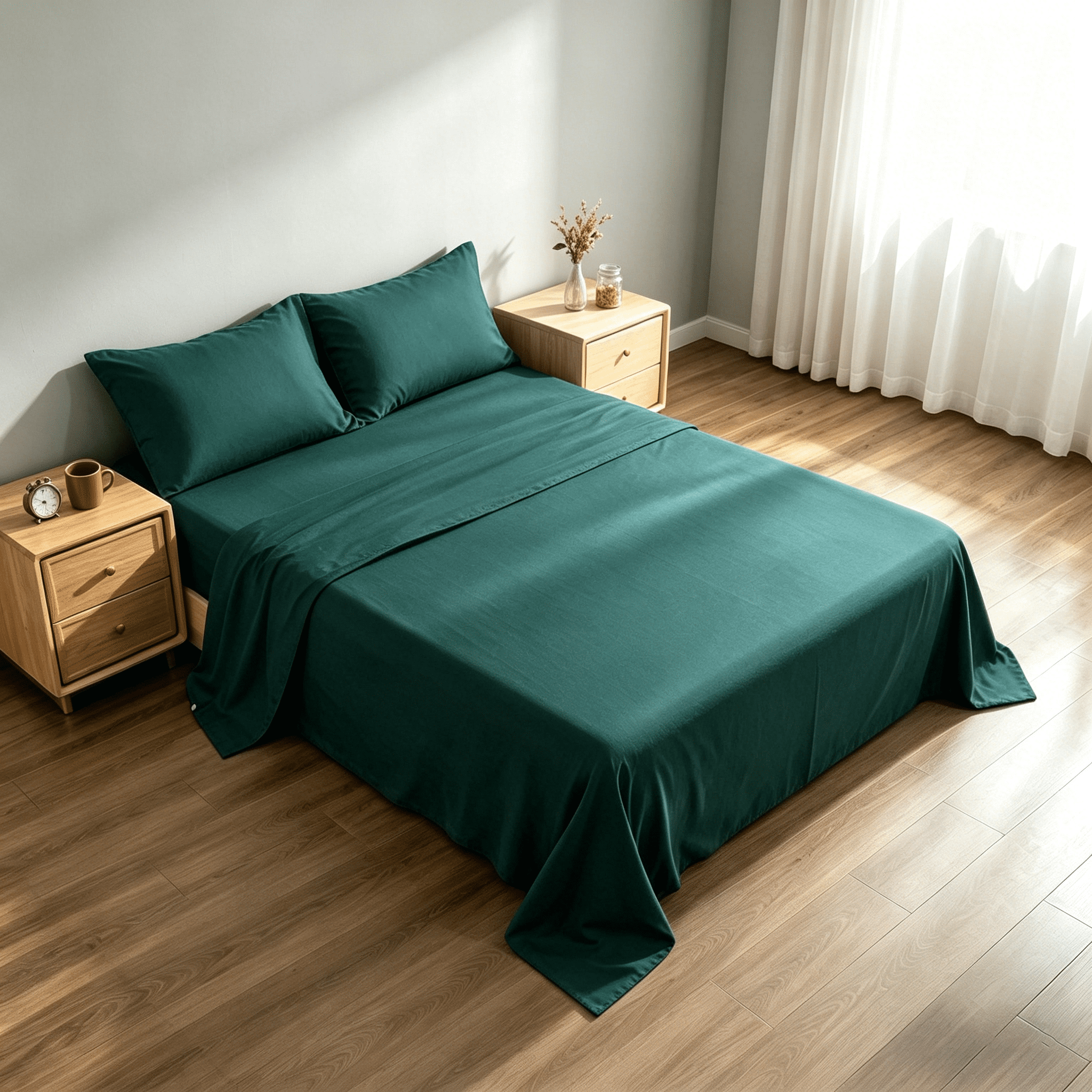 Kelnaro King 4 Piece Bamboo Sheet Set, Deep Pocket, Cooling & Wrinkle Free Sheets, Ultra Soft Breathable Bedding, Emerald Green