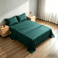 thumbnail image 1 of Kelnaro Queen 4 Piece Bamboo Sheet Set, Deep Pocket, Cooling & Wrinkle Free Sheets, Ultra Soft Breathable Bedding, Emerald Green, 1 of 5