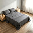 thumbnail image 1 of Kelnaro Queen 4 Piece Bamboo Sheet Set, Deep Pocket, Cooling & Wrinkle Free Sheets, Ultra Soft Breathable Bedding, Grey, 1 of 5