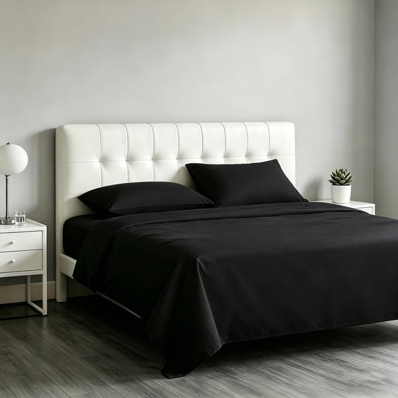 Kelnaro Queen 4 Piece Microfiber Sheet Set, Deep Pocket, Ultra Soft & Wrinkle Free Sheets, Black