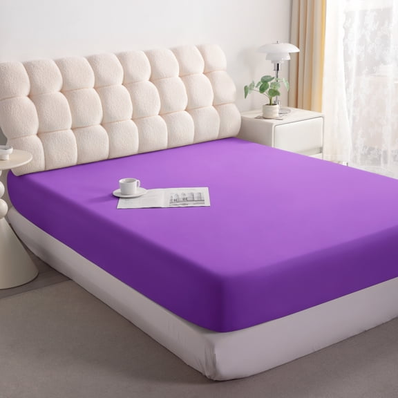 Kelnaro Soft Breathable Microfiber Full Fitted Sheet, Deep Pocket, Purple