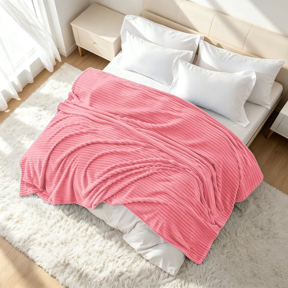 Kelnaro Soft Flannel Throw Blanket for Couch Sofa Bed, 60x80 Inches, Pink