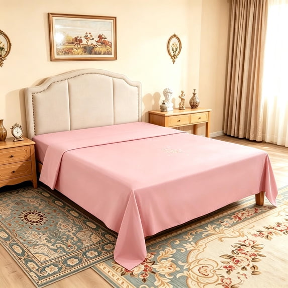 Kelnaro Soft Microfiber Queen Flat Sheet, Breathable & Wrinkle Resistant Top Sheet, 90x102 Inches, Pink