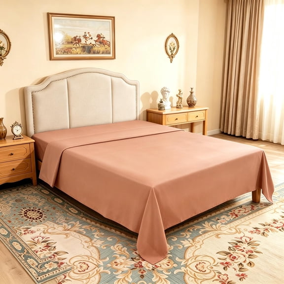 Kelnaro Soft Microfiber Queen Flat Sheet, Breathable & Wrinkle Resistant Top Sheet, 90x102 Inches, Tan