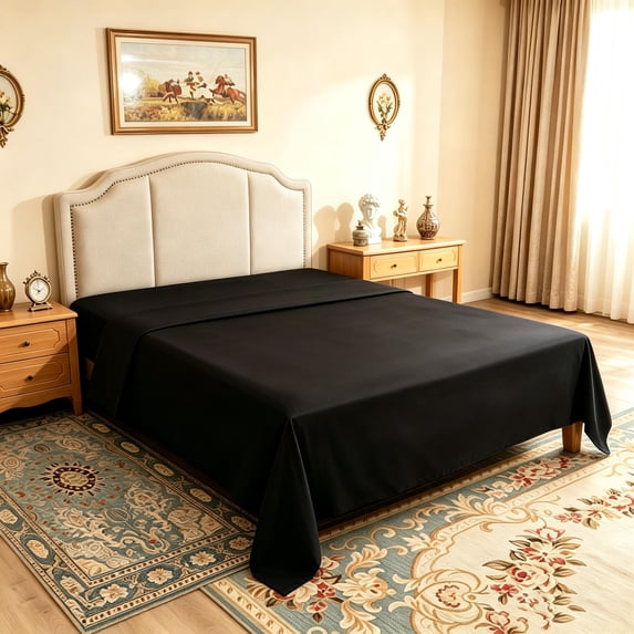 Kelnaro Soft Microfiber Twin Flat Sheet, Breathable & Wrinkle Resistant Top Sheet, 66x96 Inches, Black