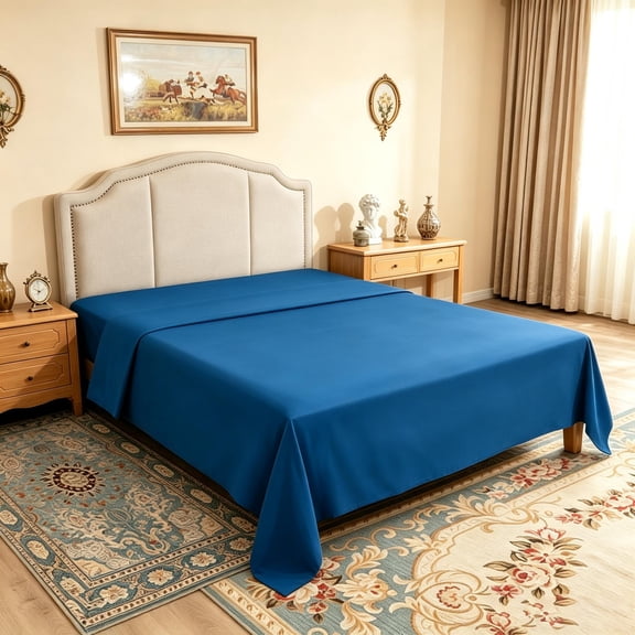 Kelnaro Soft Microfiber Twin Flat Sheet, Breathable & Wrinkle Resistant Top Sheet, 66x96 Inches, Royal Blue