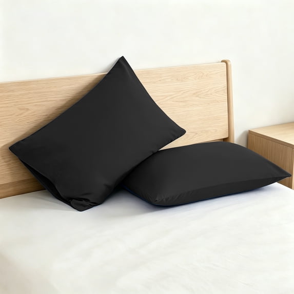 Kelnaro Standard Size Microfiber Pillowcases 20x26 Inch - 2 Pack, Soft & Breathable, Hypoallergenic - Black