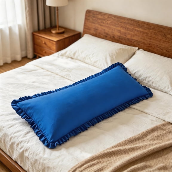Kelnaro Super Soft Microfiber Body Pillow Case, Ruffled Design with Envelope Closure, Breathable 20x54 Inch Body Pillow Cover, Royal Blue