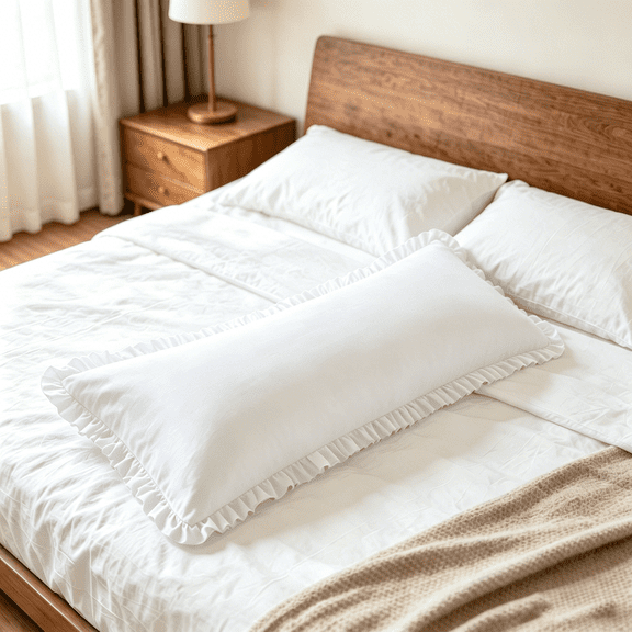 Kelnaro Super Soft Microfiber Body Pillow Case, Ruffled Design with Envelope Closure, Breathable 20x54 Inch Body Pillow Cover, White