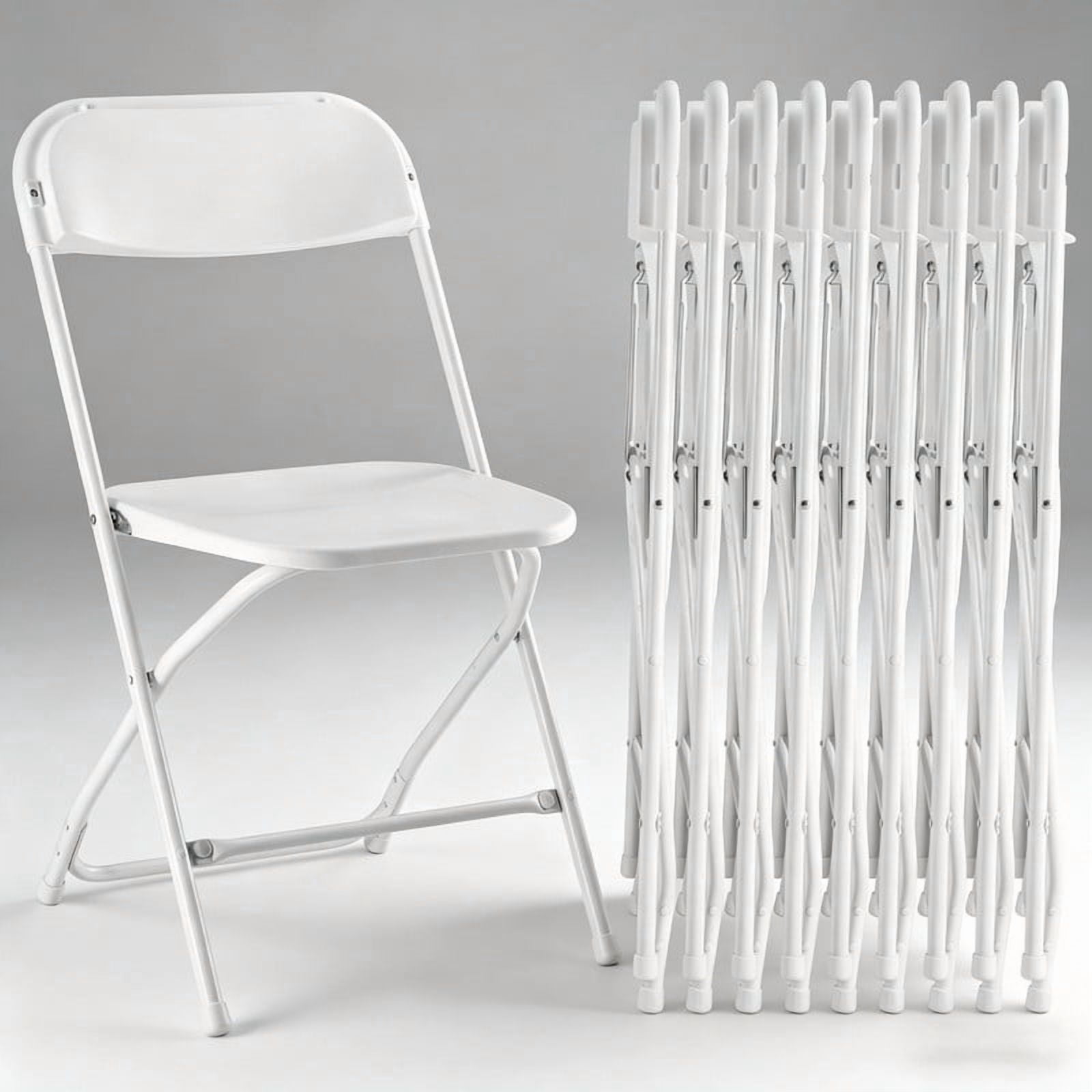 Kelno 10 Pack Plastic Folding Chair Lightweight Portable Chair, White