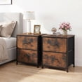 thumbnail image 1 of Kelno 2PCS Nightstand 2-Drawer Fabric Storage Dresser Small Bedside Table Wood Top, Rustic Brown, 1 of 7