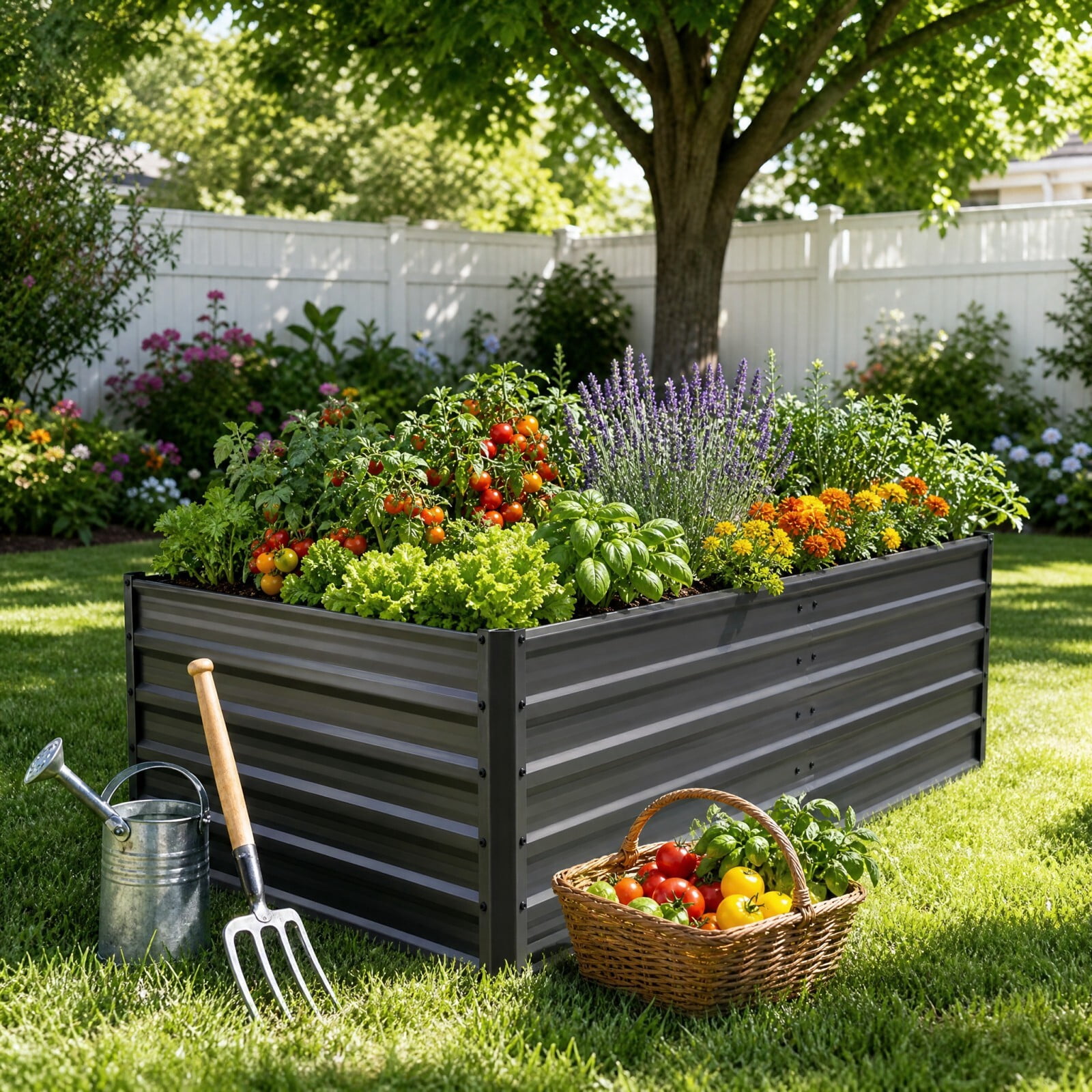 Kelno 2-Pack Galvanized Metal Raised Garden Bed 6x3x1ft Outdoor Planter Box for Vegetables Flowers Herbs Open Bottom Rectangular Raised Bed, Silver