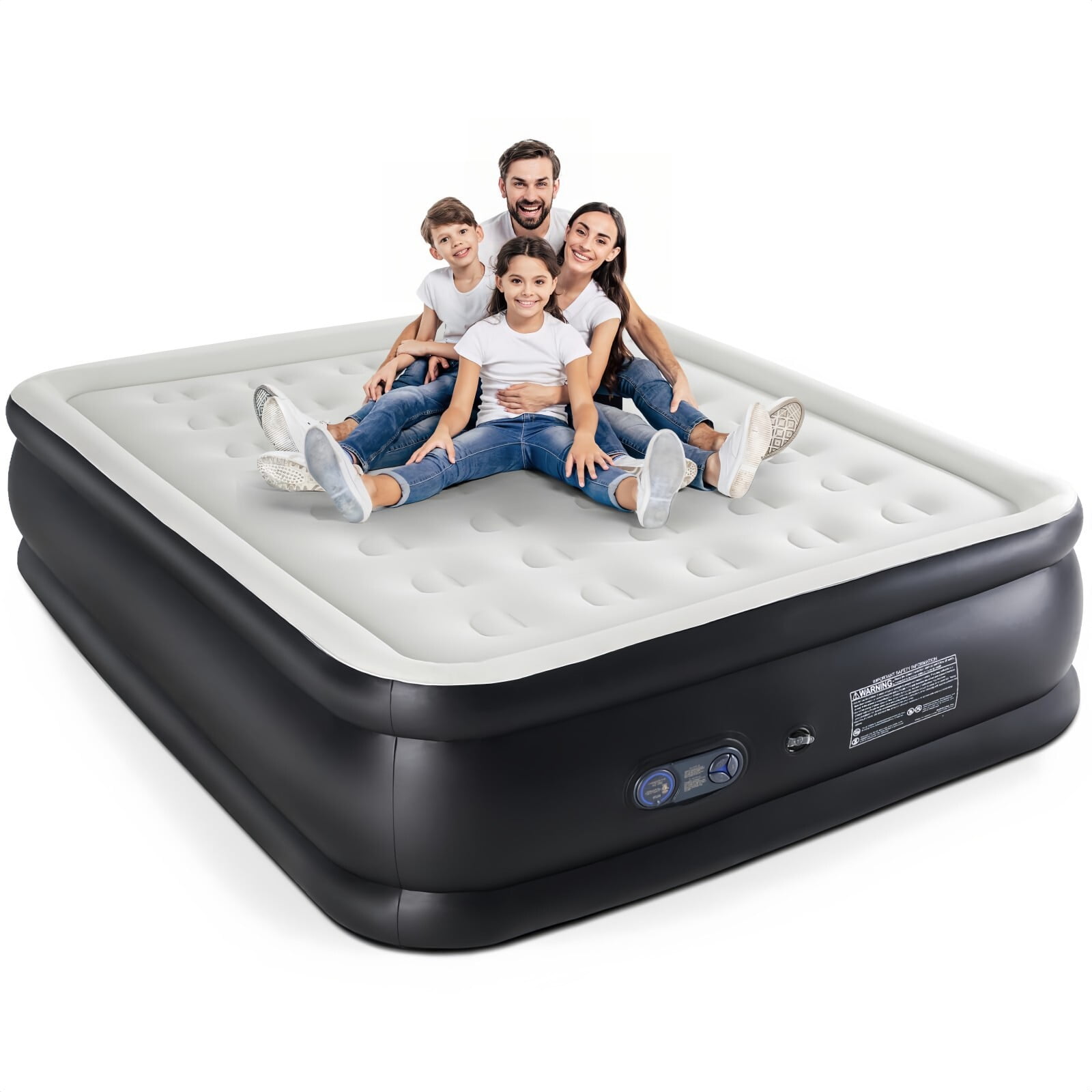 Kelno 22" Queen Air Mattress with Built in Pump Portable Inflatable Bed with Non Slip Bottom, Black