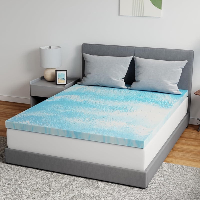 Kelno 3 Inch Memory Foam Mattress Topper with Cooling Gel Full Size Bed Comfort Supportive Bed Pad, CertiPUR-US Certified