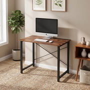 Kelno 31 Computer Desk Gaming Table Home Office Writing Study Workstation with Sturdy Metal Frame, Rustic Brown