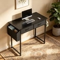 thumbnail image 1 of Kelno 32 Inch Small Desk Computer Desk with 2 Fabric Drawer Storage Bag Iron Hook Gaming Writing Table, Black, 1 of 8