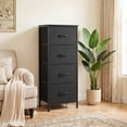 thumbnail image 1 of Kelno 4 Drawers Fabric Dresser Tall Chest of Drawers with Steel Frame Wood Top, Black, 1 of 7