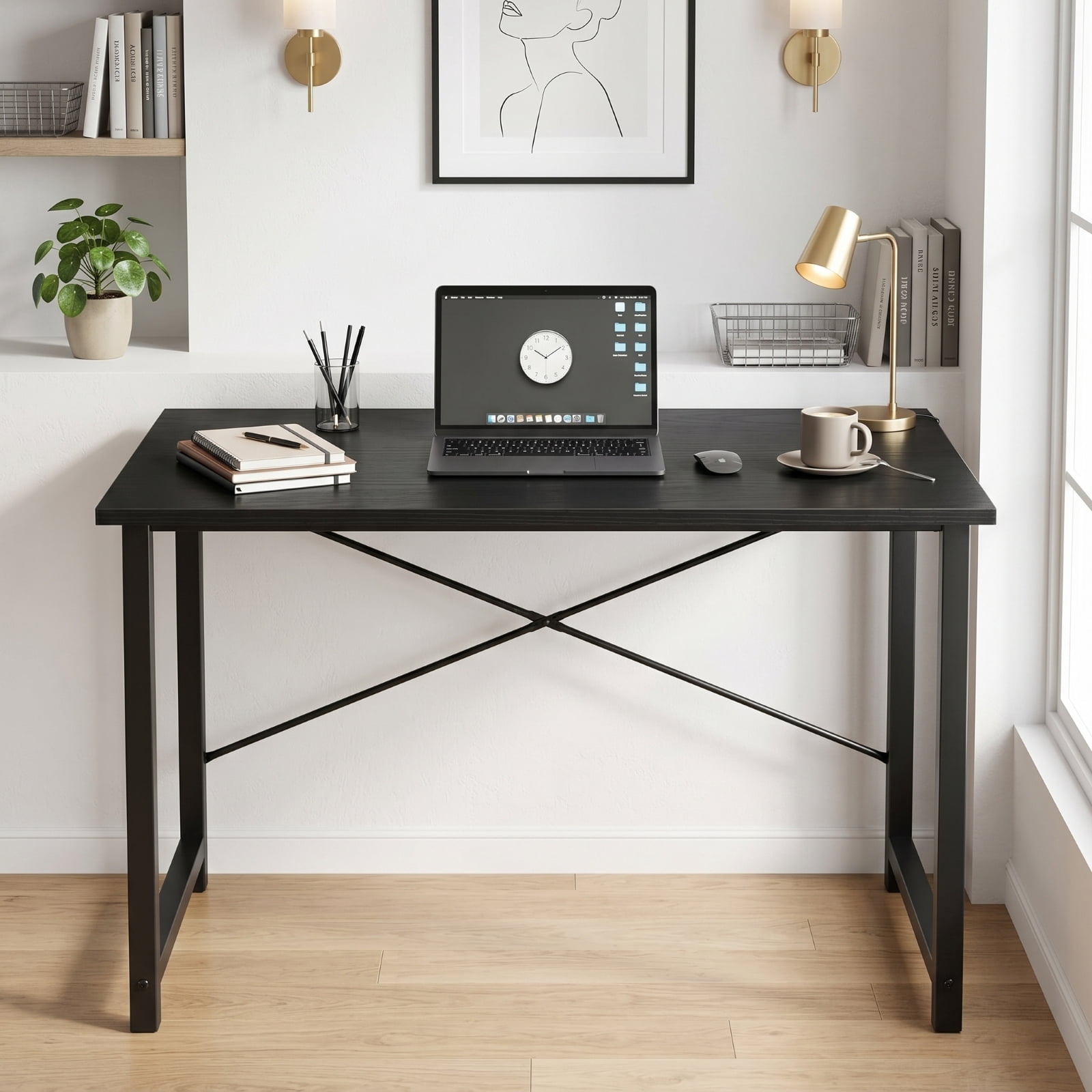 Kelno 40.5 Inch Computer Desk Simple Office Desk Table for Gaming Home Writing Study Desk，Black