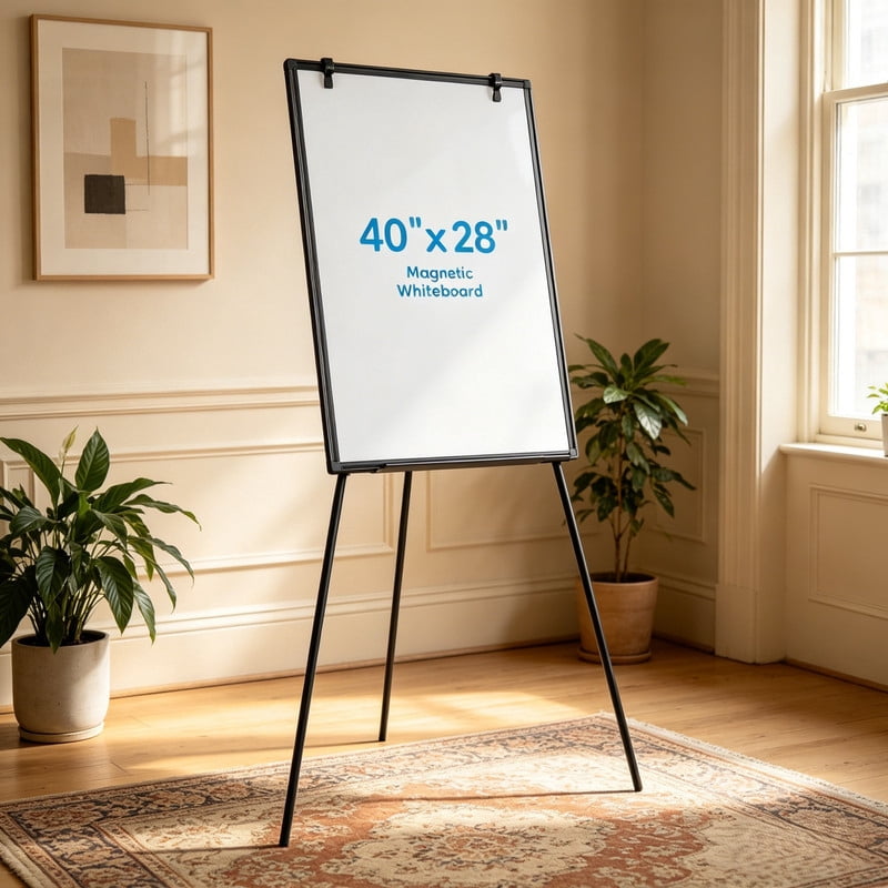 Kelno 40"x28" Magnetic White Board Dry Erase Height Adjustable Portable Tripod Easel Stand, Black