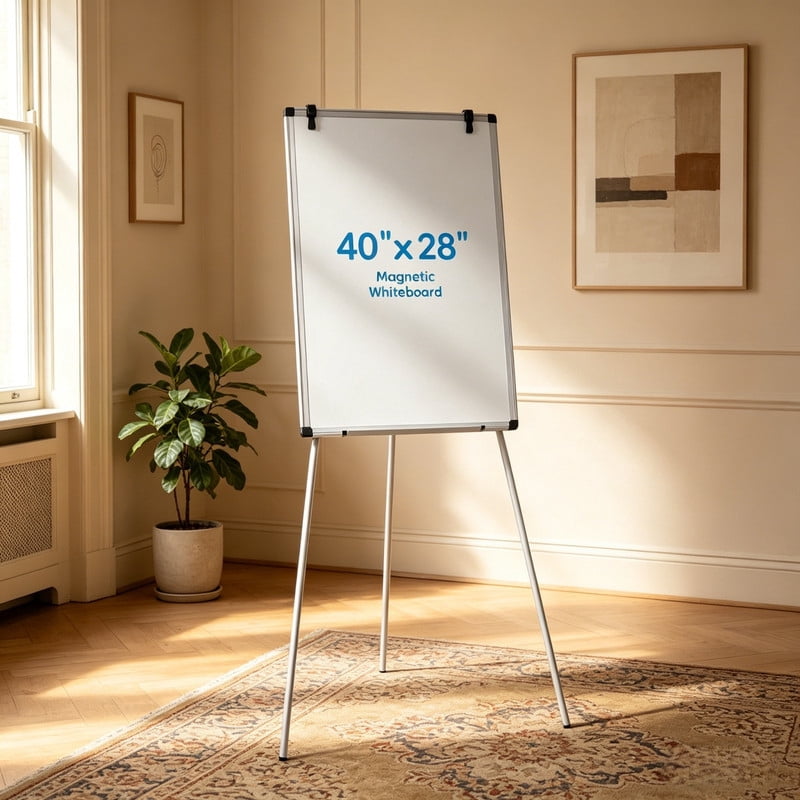Kelno 40"x28" Magnetic White Board Dry Erase Height Adjustable Portable Tripod Easel Stand, White