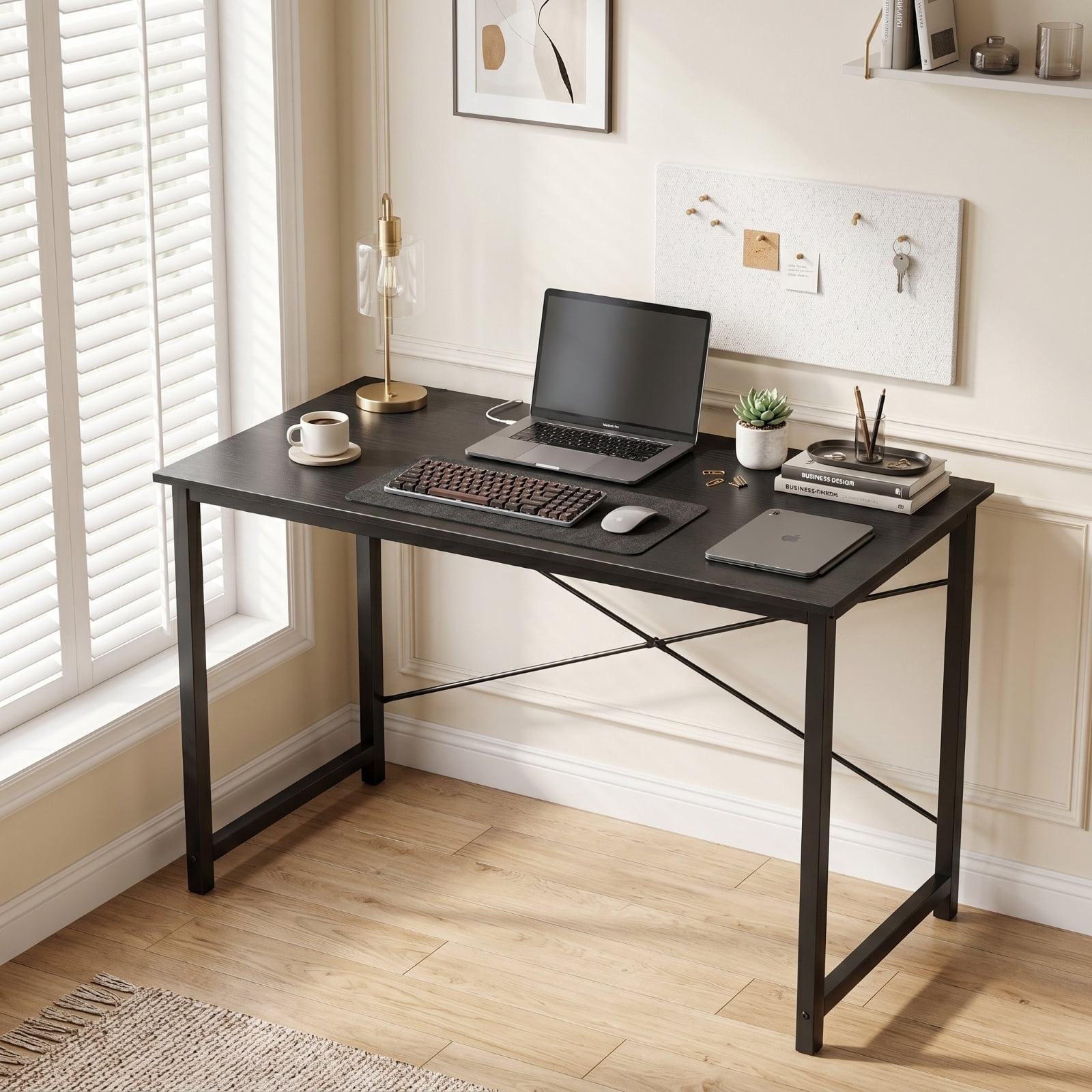 Kelno 44 Inch Computer Desk Home Office Writing Study Desk Gaming Table，Black