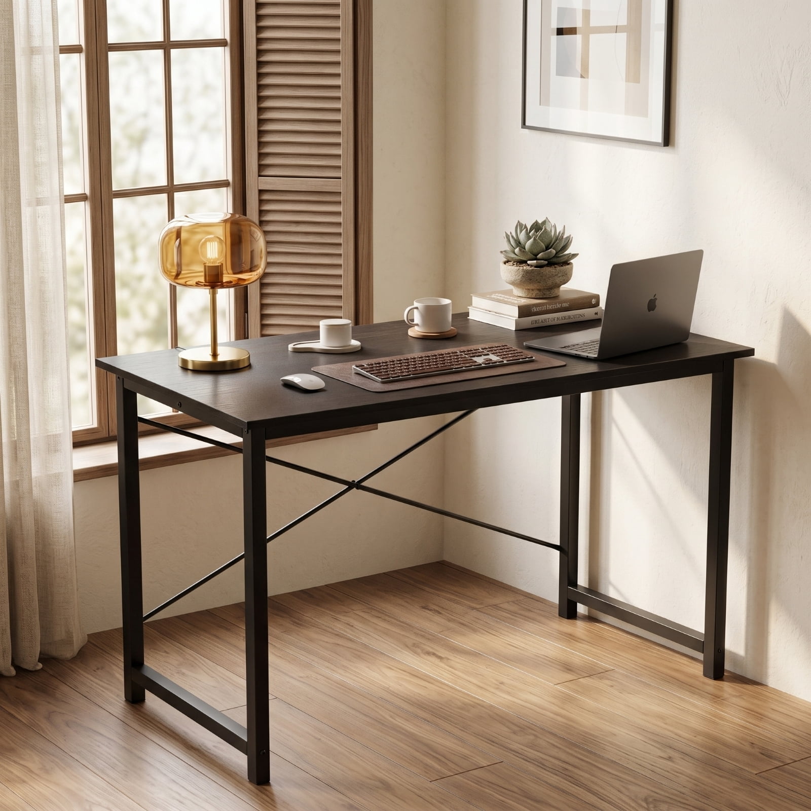 Kelno 47 Inch Computer Desk Home Office Writing Study Desk Gaming Table，Black