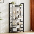 thumbnail image 1 of Kelno 5-Tier Bookshelf 62"x24" Industrial Storage Shelf Free Standing Bookcase Metal Frame Bookcase with Open Storage Shelves,Black, 1 of 6
