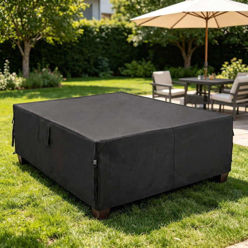 Kelno 600D Patio Furniture Cover Waterproof UV Resistant Outdoor Sofa Cover with Air Vents Windproof Straps, Black