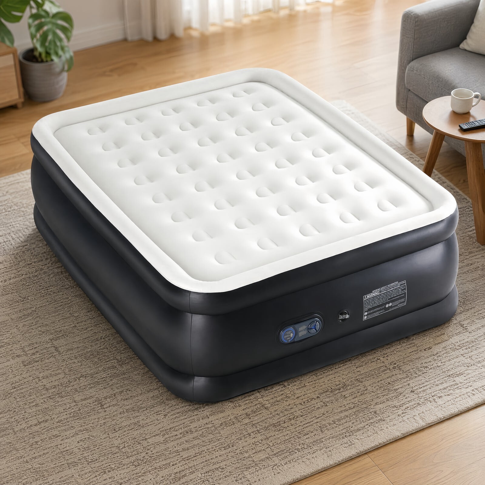 Kelno Air Mattress with Built-in Pump 16" Queen Airbed Quick Inflate Deflate with Non-Slip Bottom for Home Guest Camping