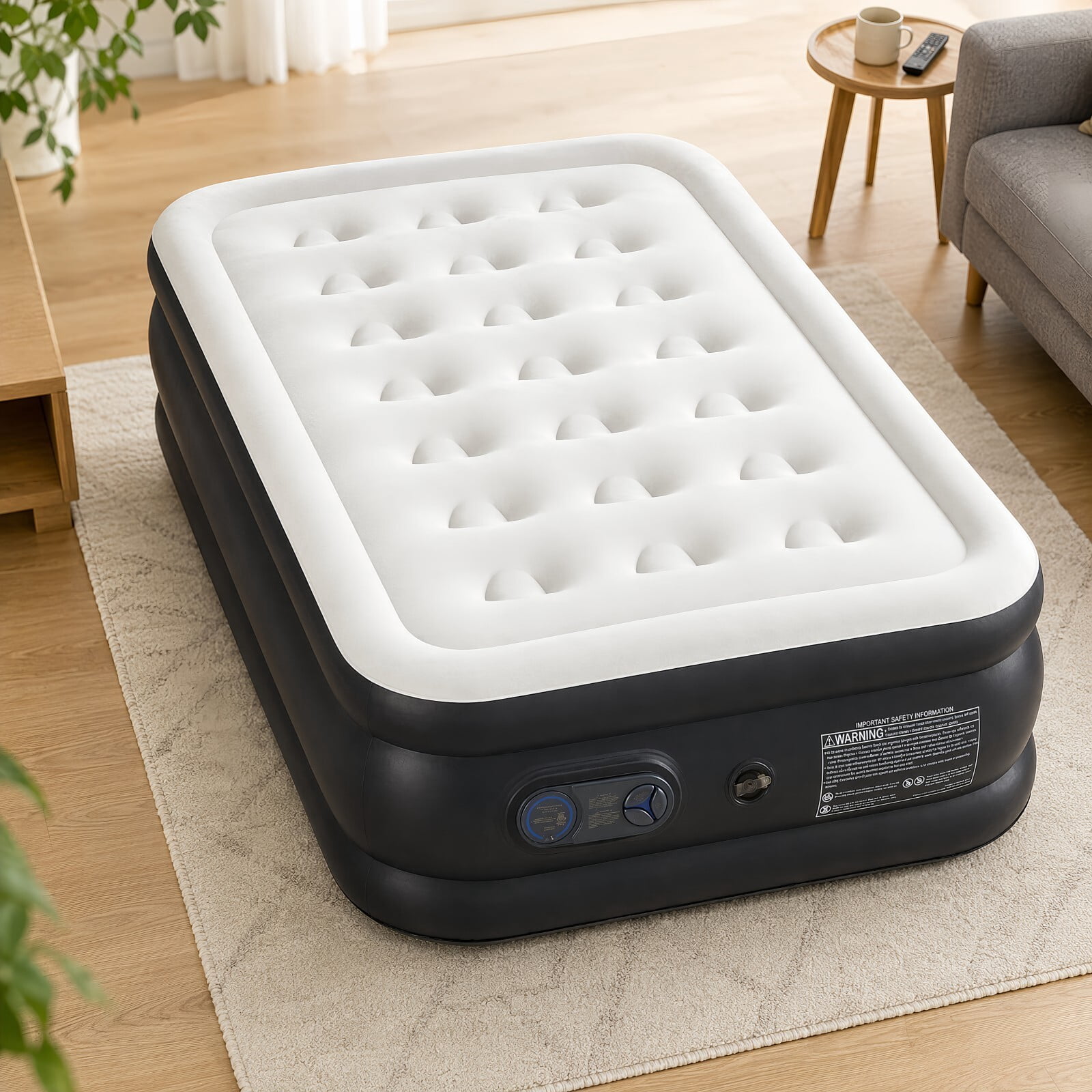 Kelno Air Mattress with Built-in Pump 18" Twin Airbed Quick Inflate Deflate with Non-Slip Bottom for Home Guest Camping