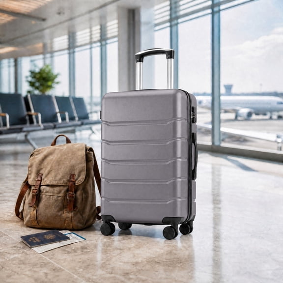 Kelno Carry On Luggage with Spinner Wheels ABS Hard Shell Suitcase Expandable Rolling Luggage with TSA Lock, Dark Gray