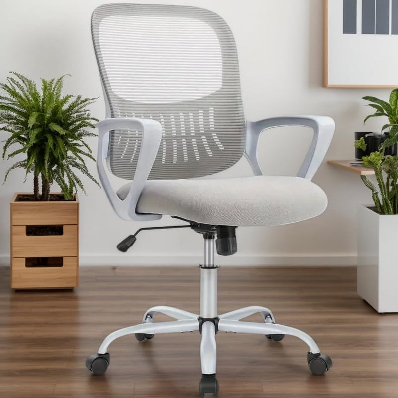 Kelno Drafting Chair Adjustable Height Office Chair Lumbar Support Swivel Ergonomic Desk Chair, Grey