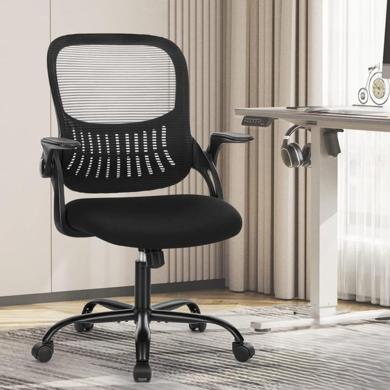 Kelno Ergonomic Office Chair Adjustable Height Draft Chair Rolling Swivel Desk Chair, Black