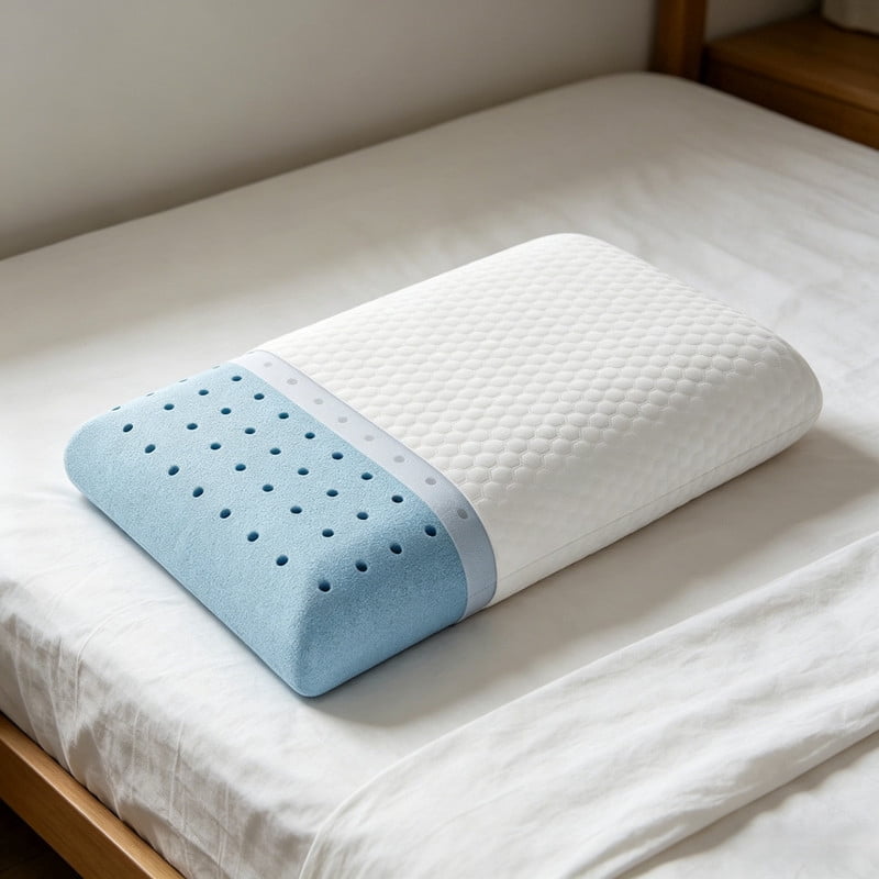 Kelno Memory Foam Pillows Standard Size Cooling Pain Relief Bed Pillow with Washable Cover, White