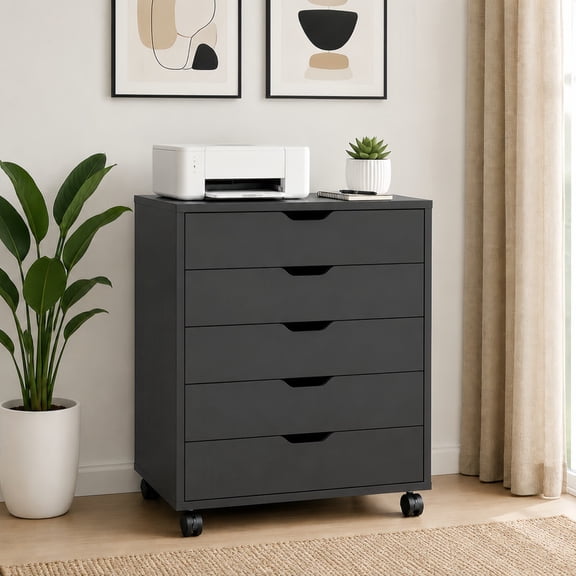 Kelno Rolling File Cabinet Under Desk Lateral Filing Storage Organizer with Lockable Casters Mobile Printer Stand, Black