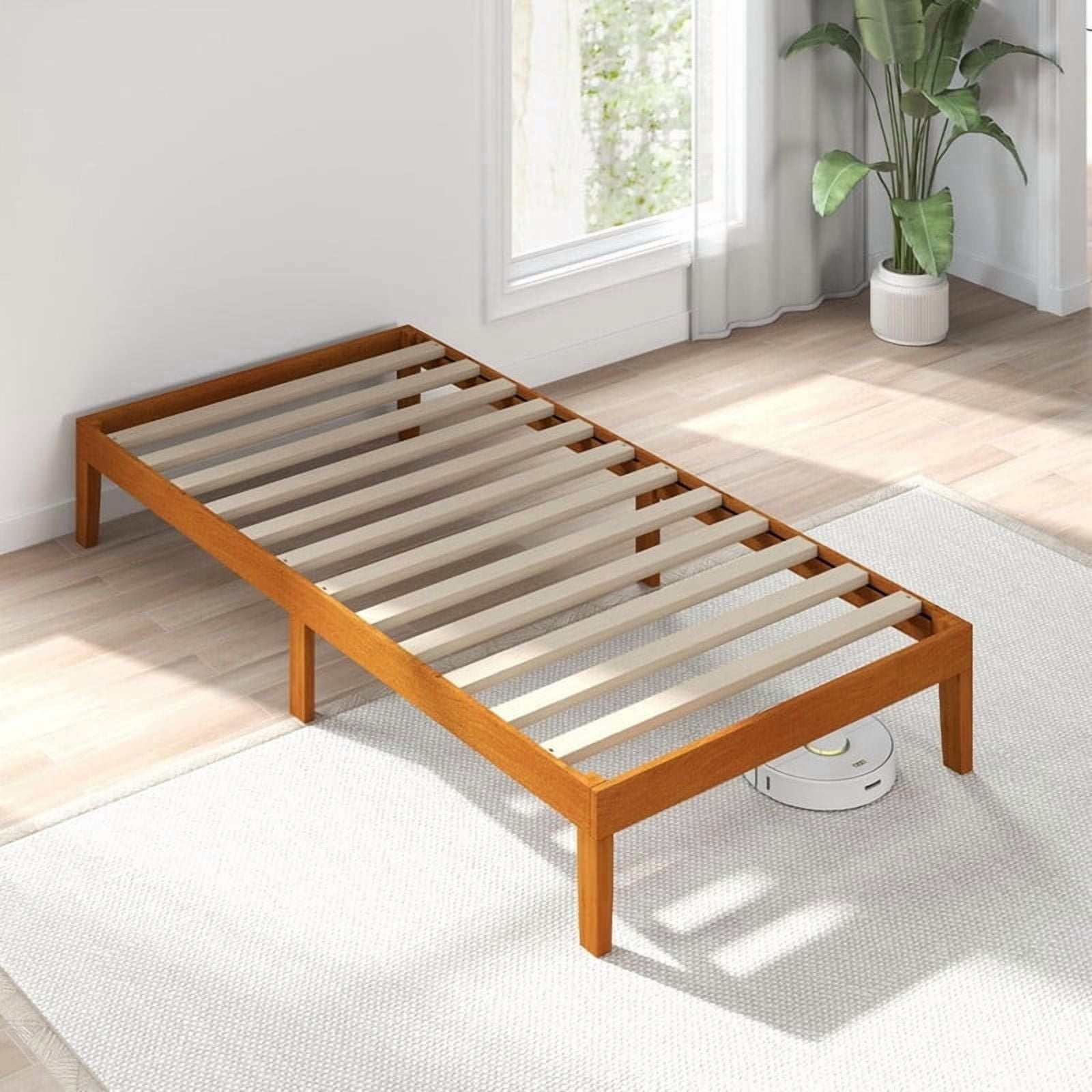 Kelno Bed Frame Twin Size Bed Frame with Wood Slat Support, Natural ...
