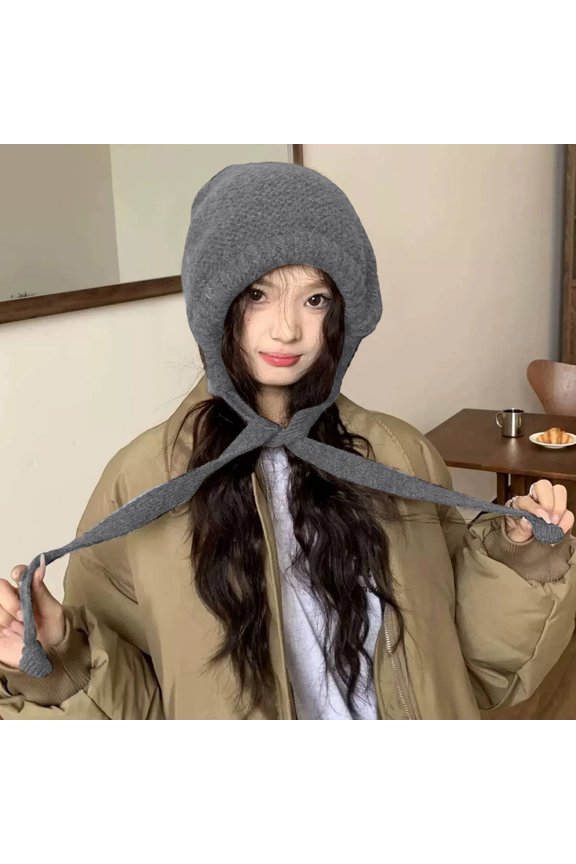 Adorable Pattern Double Layer Knit Hat, Thickened Warm Ear Protection, Winter Cold Resistant Headwear, One Size Bomber Hats