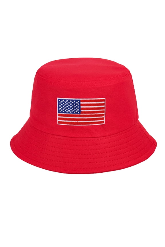 American Flag Bucket Hat Reversible Double Side Stars Stripes Print Sun Hat Unisex Summer Outdoor Cap