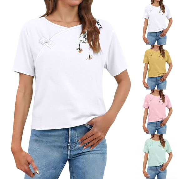 Office Wear for Women 2026 Kelon Blouses for Women Short Sleeve Shirts Cowl Neck Boho Tops Summer Outfits 2026 Fashion Clothing Blouses, XL