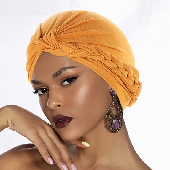 Kelon Bohemian Braid Turban Hat, Multicolor Solid Color Head Wrap, Ethnic Style Breathable Headwear, One Size Heardband