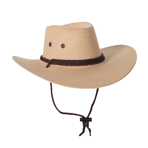 Kelon Classic Western Cowboy Hat, Men's Leather & Metal Embellished Design, Casual Outdoor Brown Wide Brim Headwear, One Size Cowboy