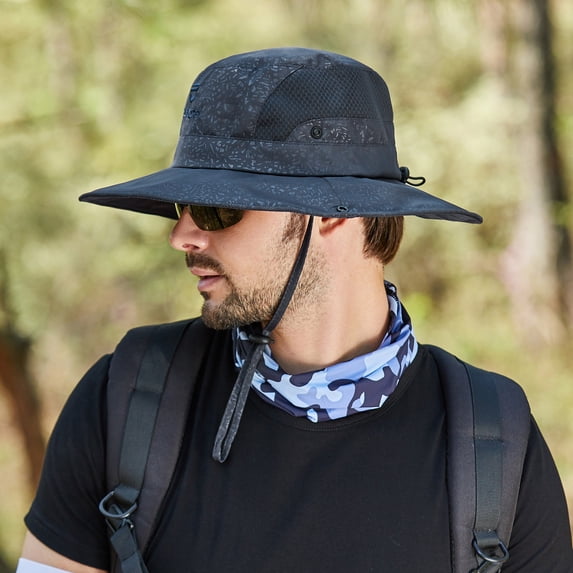 Kelon Color Block Drawstring Bucket Hat, Breathable Foldable Sun Cap for Hiking Fishing Daily Use, One Size Bucket Hats
