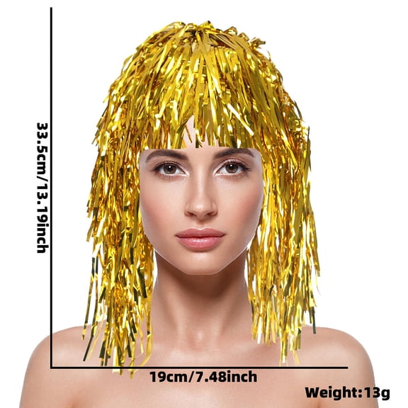 Kelon Colorful Fringe Wig, Sparkling Festival Headpiece for Cheerleaders Sports Fans, One Size Heardband