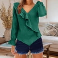 thumbnail image 1 of Womens Clothes Summer Kelon Dresses for Women Long Sleeve V Neck Boho Tops Business Casual Outfit Summer Clothes, 3XL, 1 of 6
