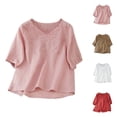thumbnail image 1 of Kelon Dresses for Women Short Sleeve Shirts V Neck Boho Tops Business Casual Fashion Outfit Going Out Outfits Y2k Clothes, XL, 1 of 8