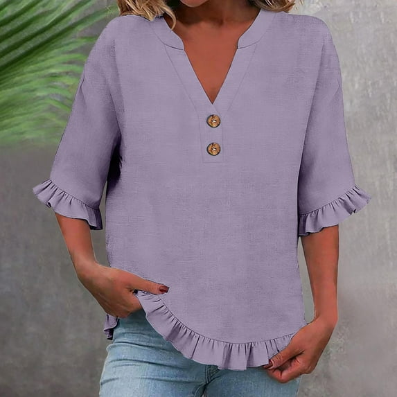 Summer Tops for Women Kelon Dressy Tops for Women Short Sleeve Shirts V Neck Boho Tops Business Dressy Casual 2026 Summer Loose Fit Tops Trendy, 2XL
