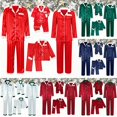 thumbnail image 1 of Kelon Family Pajamas, Long Sleeve Satin Button Down Sleepwear, Holiday Pjs, 1 of 9